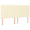 vidaXL Box spring postelja z vzmetnico krem 200x200 cm umetno usnje