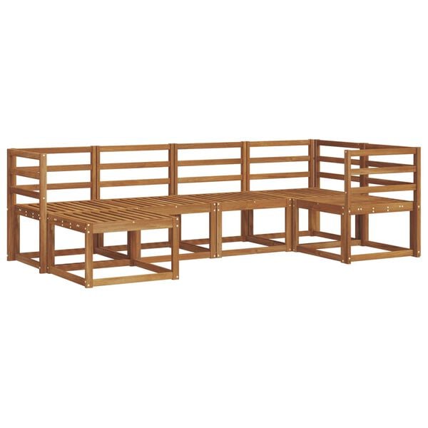 vidaXL Zunanja garnitura za sedenje 6 pcs Naravna in svetlo siva