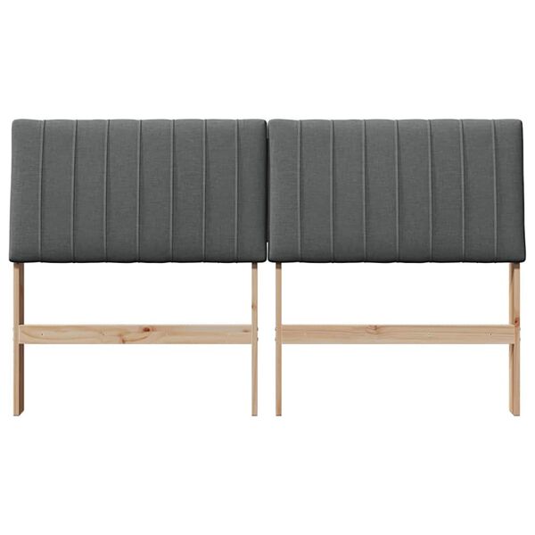 vidaXL Tapecirano vzglavje Temno siva 150 cm Masivno borovo les