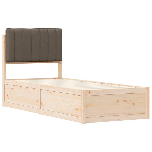 vidaXL Posteljni okvir z oblazinjenim vzglavjem Taupe 80 x 200 cm