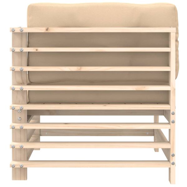 vidaXL Kotni kavč z blazinami trdna borovina