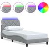 vidaXL Posteljni okvir z LED brez vzmetnice svetlo siv 90x190 cm blago