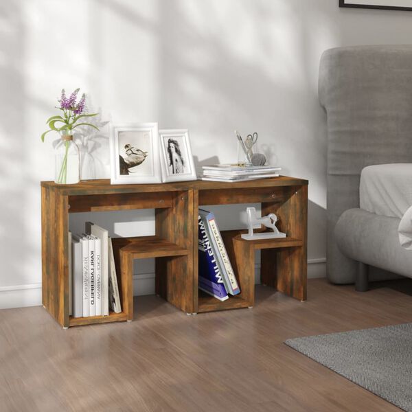 vidaXL Nočna omarica 2 kosa dimljeni hrast 40x30x40 cm konstruiran les