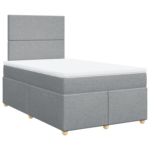 vidaXL Boxspring postelja z vzmetnico svetlo siva 120x190 cm blago