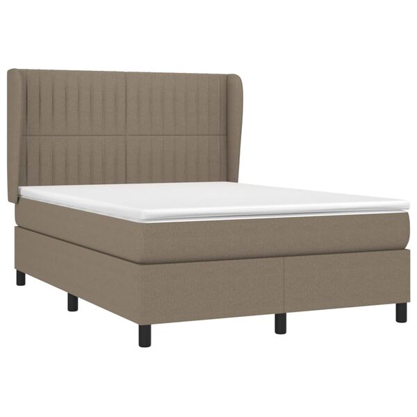 vidaXL Box spring postelja z vzmetnico taupe 140x200 cm blago