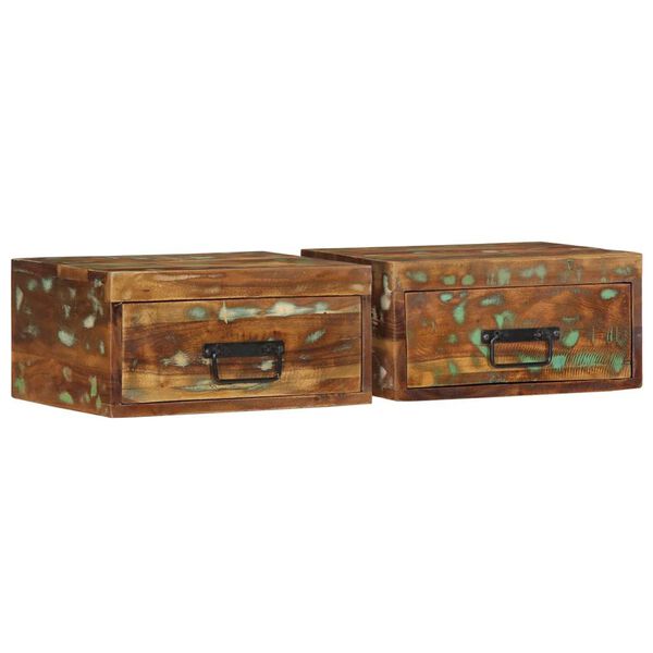 vidaXL Stenske nočna omarica 2 kosa trden predelan les