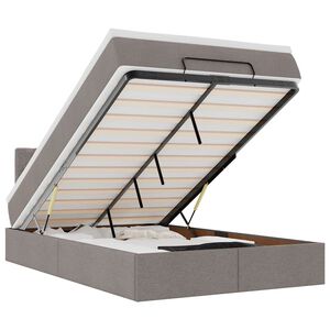 vidaXL Otomanska postelja z vzmetnico & LEDs taupe 120x190 cm blago