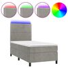vidaXL Box spring postelja z vzmetnico LED svetlo siva 100x200cm žamet