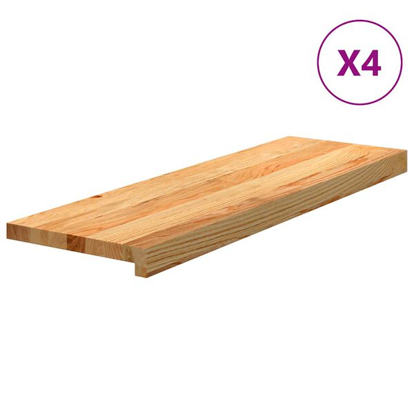 vidaXL Podloge za stopnice 4 kosi rjave 80x25x2 cm trdna hrastovina
