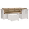 vidaXL 4-sedežna vrtna sofa z blazinami, rattan videz PP Bela