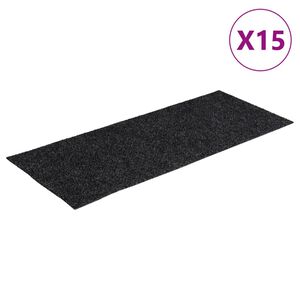 vidaXL Preproge za stopnice samolepilne 15 kosov 60 x 25 cm temno sive pravokotne