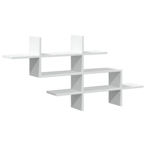 vidaXL Stenska polica bela 124,5x18x60,5 cm inženirski les