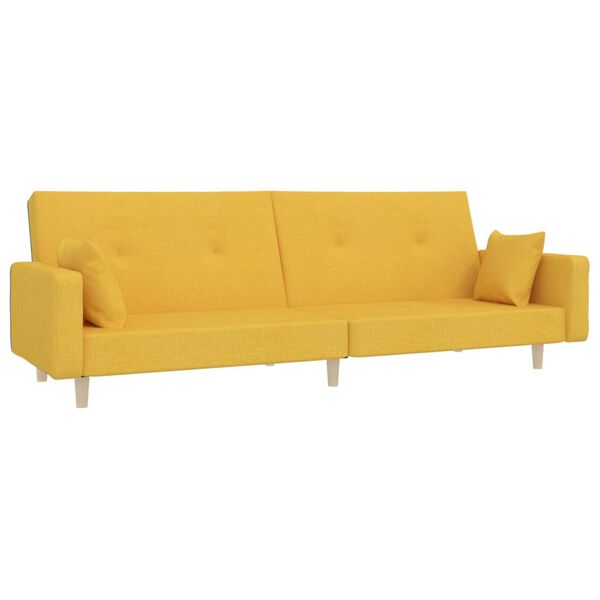 vidaXL Kavč dvosed z leži&scaron;čem in stolčkom rumeno blago