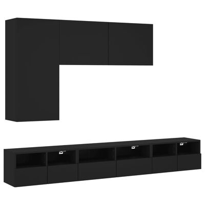 vidaXL Stenske TV omarice 5 kosov črn inženirski les