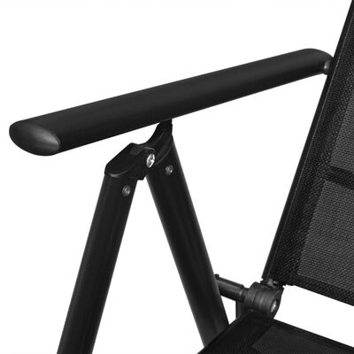 vidaXL Zložljivi vrtni stoli 2 kosa aluminij in tekstil črne barve
