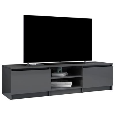 vidaXL TV omarica visok sijaj siva 140x40x35,5 cm iverna plošča