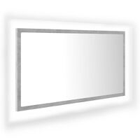 vidaXL LED kopalniško ogledalo betonsko sivo 80x8,5x37 cm akril