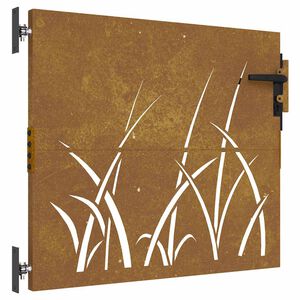 vidaXL Vrtna vrata 85x100 cm kortensko jeklo dizajn s travo
