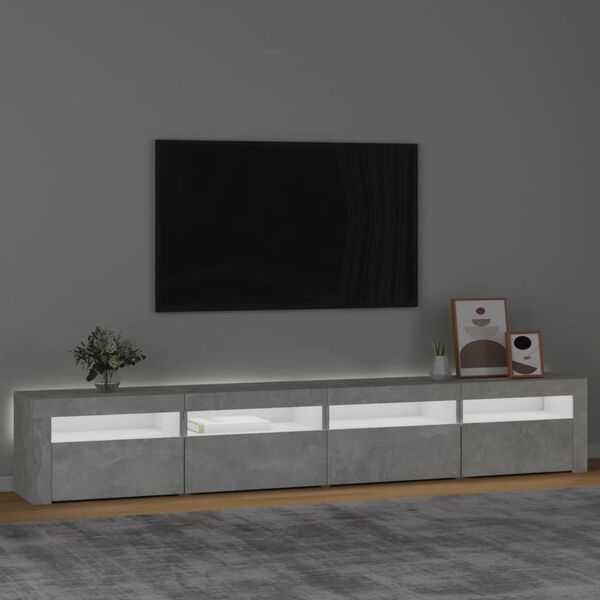 vidaXL TV omarica z LED lučkami betonsko siva 240x35x40 cm
