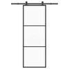 vidaXL Drsna vrata z opremo 76x205 cm ESG steklo in aluminij