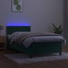 vidaXL Box spring postelja z vzmetnico LED tem. zelena 90x190 cm žamet