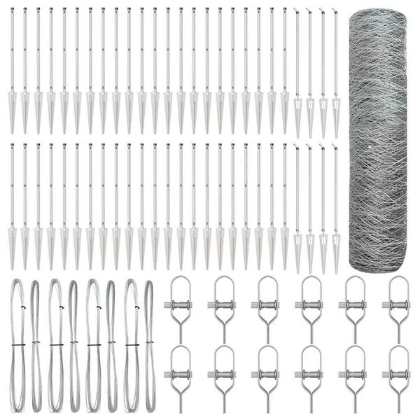 vidaXL Steber ograje. srebrna 100 x 0,6 m (50 mm mreža) Jeklo