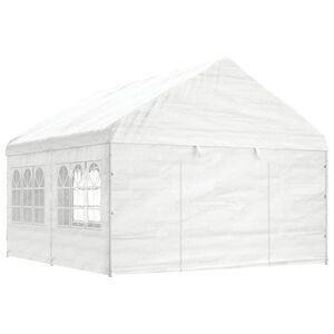 vidaXL Paviljon s streho bel 4,46x4,08x3,22 m polietilen