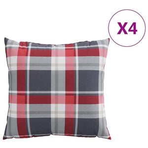 vidaXL Blazine za kavč 4 kosi rdeč karo vzorec 40x40 cm blago