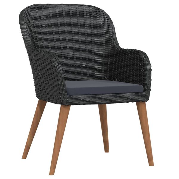 vidaXL Vrtna jedilna garnitura 5-delna z blazinami črna