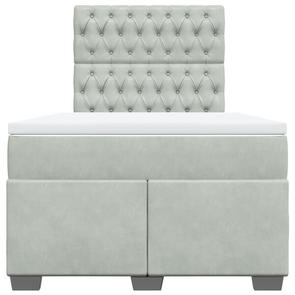 vidaXL Box spring postelja z vzmetnico svetlo siva 120x200 cm žamet