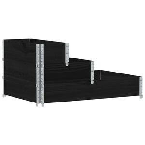 vidaXL Visoka greda 3-nadstropna črna 120x80 cm trdna borovina
