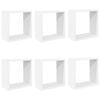 vidaXL Stenske police kockaste 6 kosov bele 30x15x30 cm