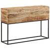 vidaXL Konzolna mizica 110x30x75 cm trd neobdelan mangov les in železo
