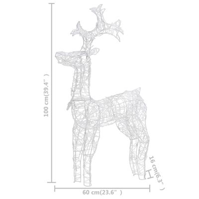 vidaXL Božični severni jeleni 3 kosi 60x16x100 cm iz akrila
