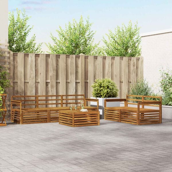 vidaXL Zunanja garnitura za sedenje 6 pcs Naravna Masiven les akacije