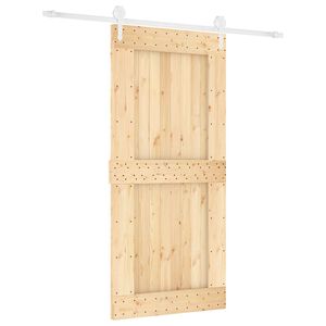 vidaXL Drsna vrata Naravna in bela 95 x 210 cm Masiven borov les
