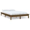 vidaXL Posteljni okvir medeno rjav 135x190 cm trdna borovina