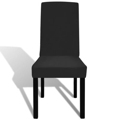 vidaXL Ravne raztegljive prevleke za stole 6 kosov črne