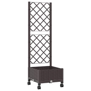 vidaXL Vrtni sadilnik s srežnikom in kolesi Rjava 40 x 40 x 131,5 cm