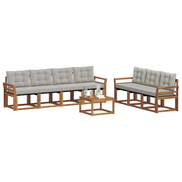 vidaXL Zunanja garnitura za sedenje 8 pcs Naravna in svetlo siva