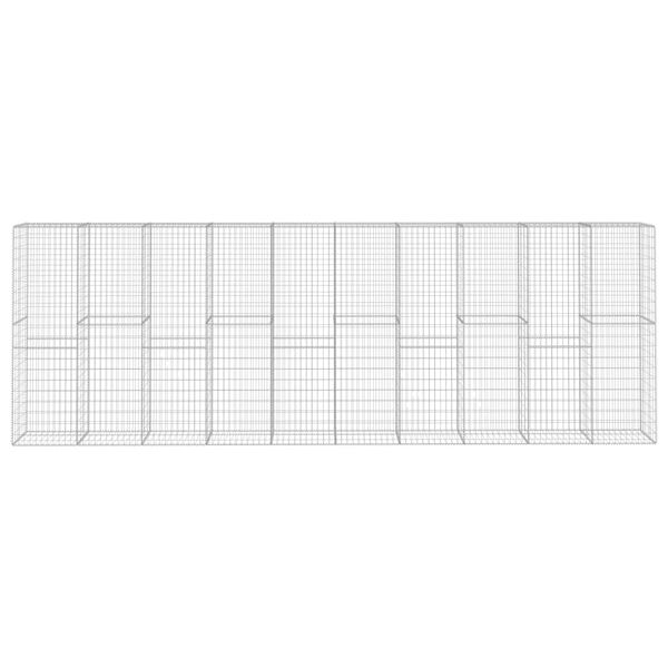 vidaXL Gabionska stena s pokrovom iz pocinkanega jekla 600x50x200 cm