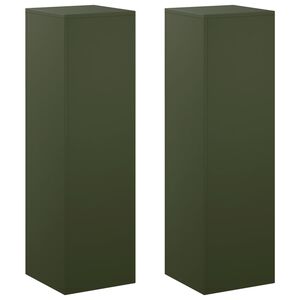 vidaXL Stojalo za rastline 2 pcs Olivno zelena 30 x 30 x 100 cm Jeklo
