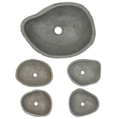 vidaXL Umivalnik iz rečnega kamna ovalen 37-46 cm