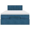 vidaXL Otomanska postelja z vzmetnico&LEDs temno modra 120x190cm žamet