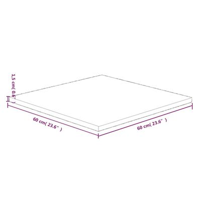 vidaXL Kvadratna mizna plošča 60x60x1,5 cm neobdelana trdna hrastovina
