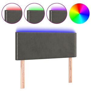 vidaXL LED posteljno vzglavje temno sivo 90x5x78/88 cm žamet