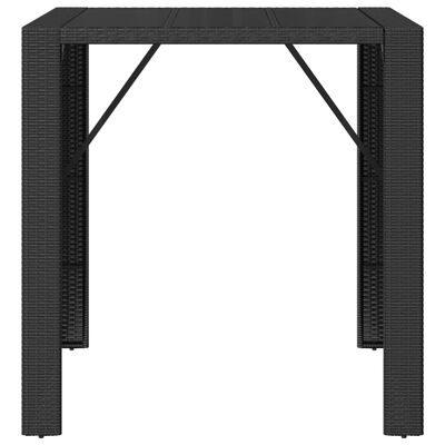 vidaXL Barska miza s stekleno ploščo črna 105x80x110 cm poli ratan