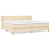 vidaXL Box spring postelja z vzmetnico krem 180x200 cm blago