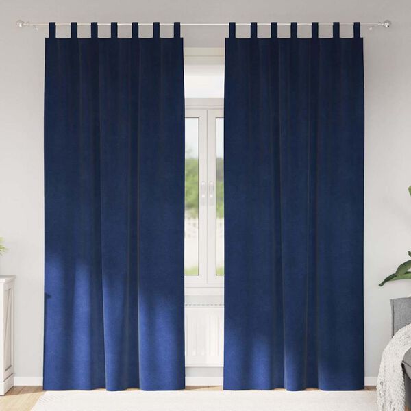 vidaXL Zatemnitvene zavese 2 pcs Temno modra 140 x 260 cm Žamet