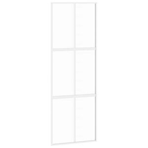 vidaXL Drsna vrata bela 76x205 cm kaljeno steklo in aluminij